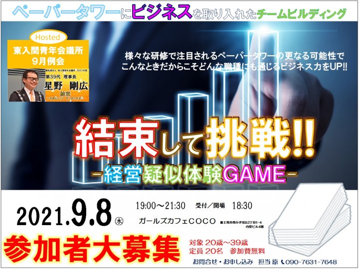 9月例会「結束して挑戦!!　経営模擬体験GAME」